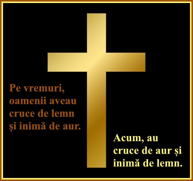 Cruce de aur - inimă de lemn