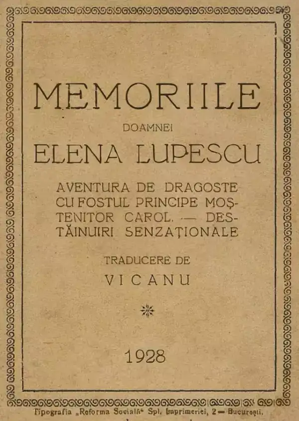 Elena Lupescu - memorii (1928)